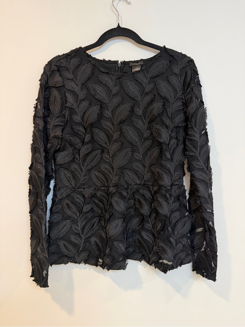 Ann Taylor Factory peplum 3D leaf long sleeve blouse 2